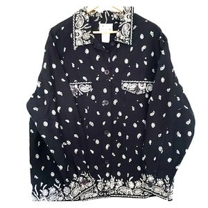 NWT 1X Bling Denim Jacket/Shirt B&W